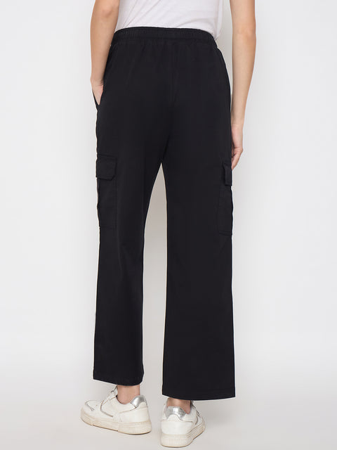 Madame Cotton Straight Black Cargo Pants