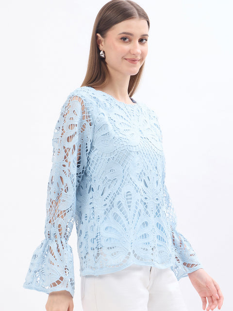 Madame Lace Powder Blue Top