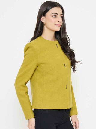 Madame Round Neck Green Short Coat