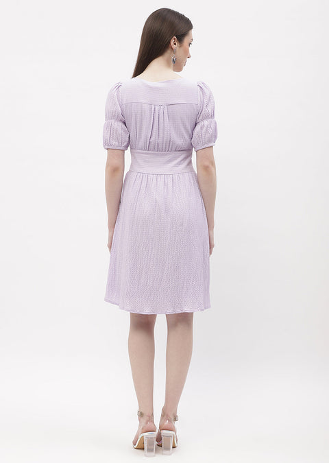 Madame Empire Waist Marie Sleeve Lavender A-Line Dress