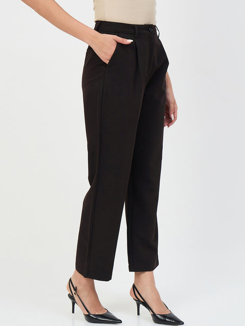 Madame Black Pleated Formal Trousers