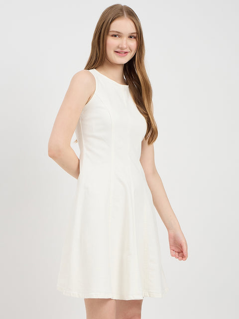 Madame Side Panel Cotton Denim Sheath Dress