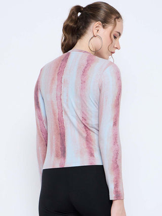 Madame Abstract Print Crew Neck Loose Fit Rust Top