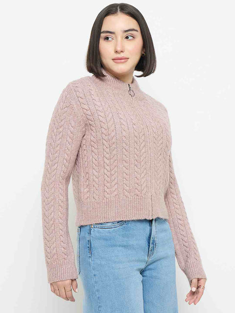Madame Cable Knit Mauve Sweater