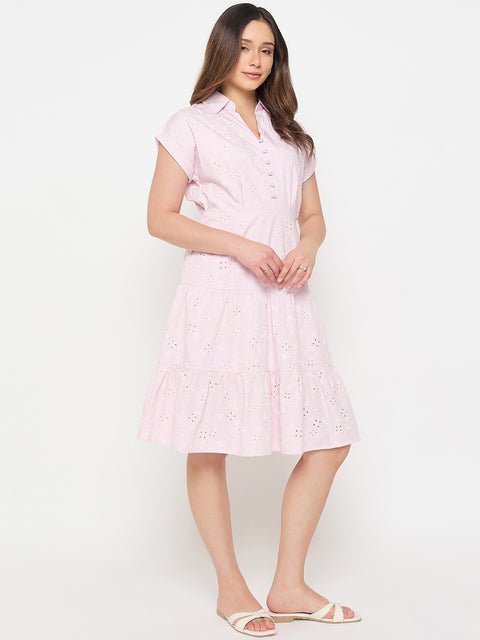 Madame Pink Printed Tiered Dress