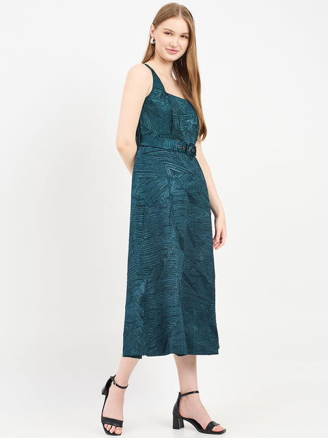 Madame Solid Teal Dress