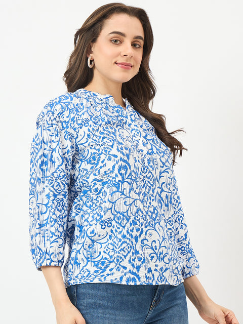 Madame Royal Blue Rayon-Blend Top