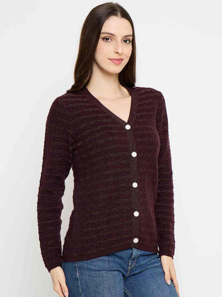 Madame Self Design Coffee Brown Cardigan