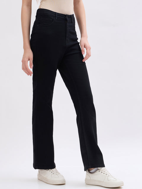 Madame Black Flared Fit Cotton Jeans