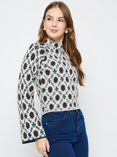 Madame Geometric Print Multicolor Sweater