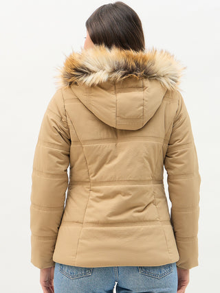 Madame Faux Fur Khaki Puffer Jacket