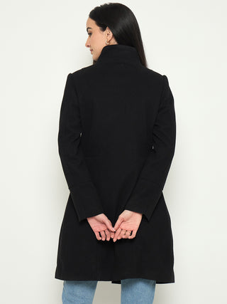 Madame Mock Neck Long Coat with Buttons