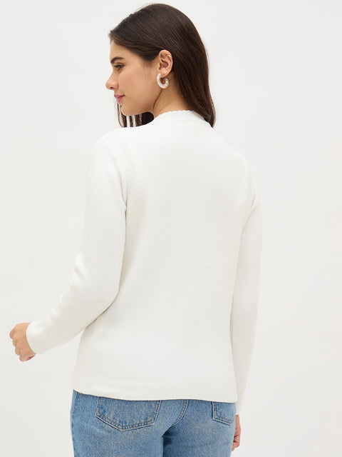Madame Off White Embroidered Cardigan