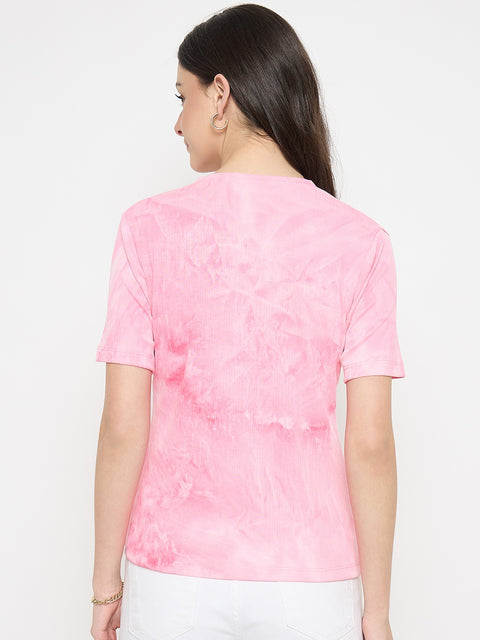 Madame Pink Tie Dye Round Neck T-Shirt