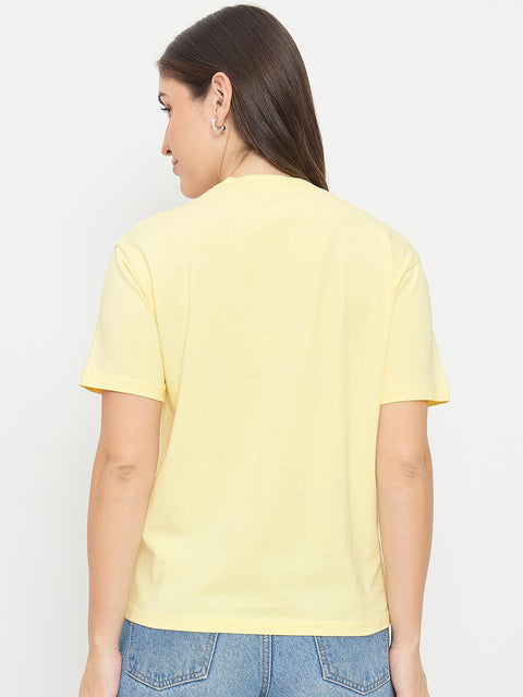 Madame Yellow Graphic Print Cotton T-Shirt