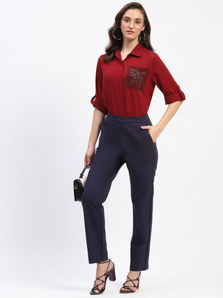 Madame Straight Fit Navy Trousers