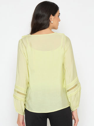 Madame Frill Neck Cool Matcha Viscose Blend Top