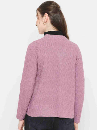 Madame V-Neck Pink Cardigan with  Buttons