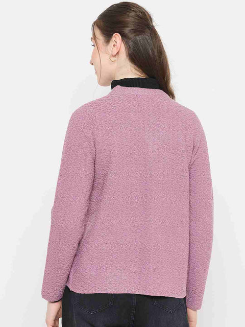Madame V-Neck Pink Cardigan with  Buttons
