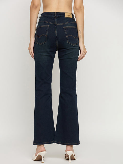 Madame Midnight Blue BCI Cotton Whiskered Flared Ankle Jeans