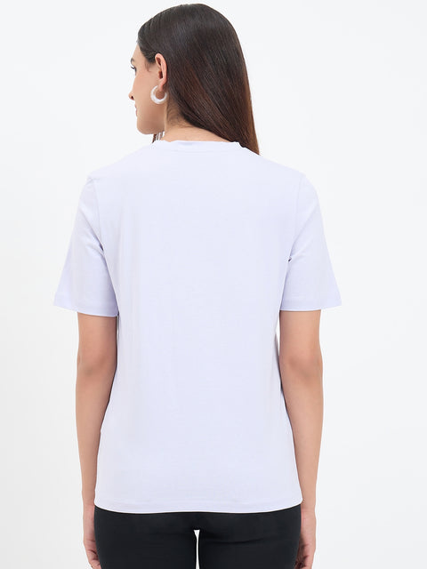 Madame Mauve Cotton Printed Half-Sleeve T-Shirt