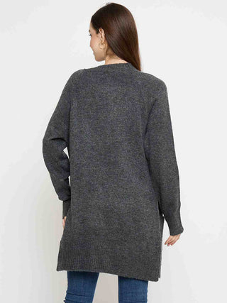 Madame Acrylic Dark Grey Long Open Shrug