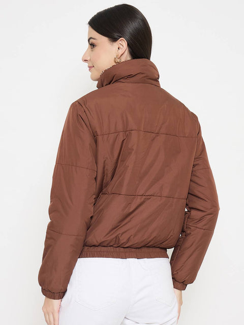 Madame Disney Printed Quilted Brown Puffer Jacket