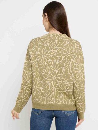 Madame Floral Print Pista Green Sweater