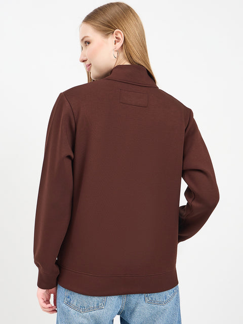 Madame Solid Dark Brown Sweat-Shirt