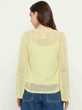 Madame Butter Yellow Lace Fabric Top