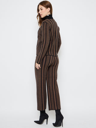 Madame Striped 3 Piece Brown Co-ord Set