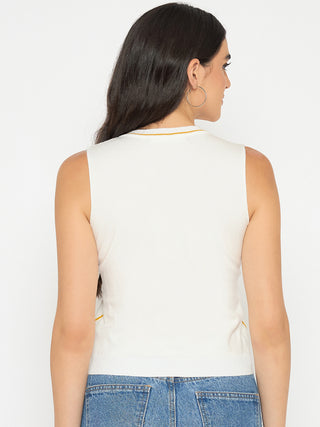 Madame Contrast Trim Yellow Knitted Top