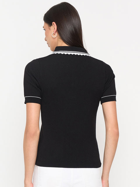 Madame Black Viscose-Blend Knit Top