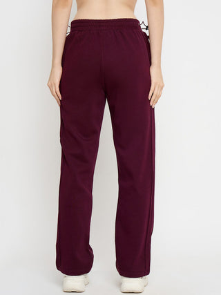 Madame Typography Print Plum Straight Track Bottoms