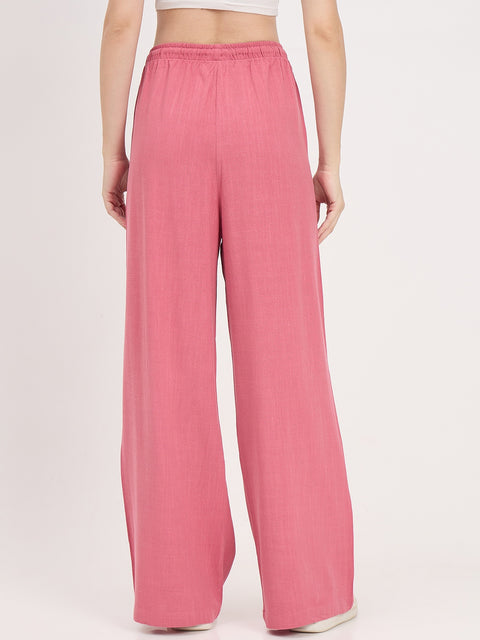 Madame Pink Rayon Linen Palazzo Trousers