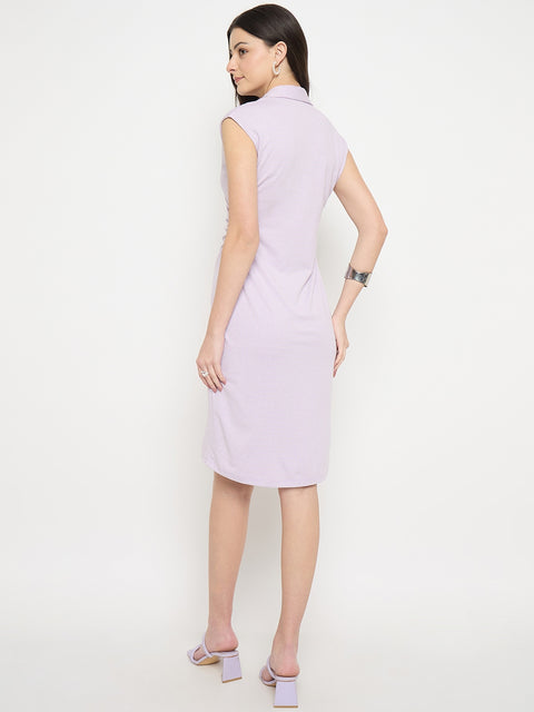 Madame Lilac Ruched Bodycon Knit Dress for Women