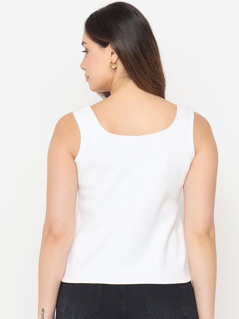 Madame Viscose Blend Off White Knit Top