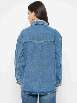 Madame Light Wash Embellished Blue Denim Jacket
