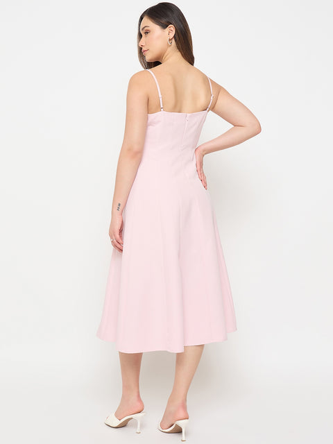 Madame Bow Accented Pink Camisole Dress