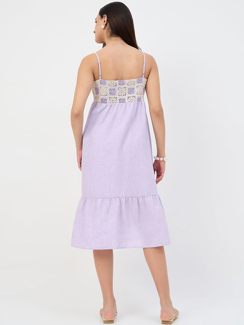 Madame Lilac Crochet Overlay Cami Dress
