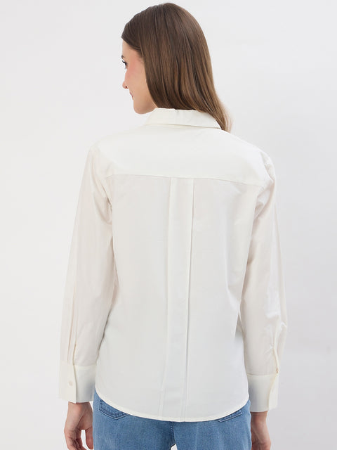 Madame Embroidery Detail White Cotton Shirt