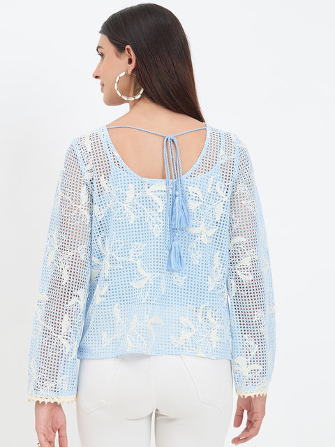 Madame Blue Printed Top
