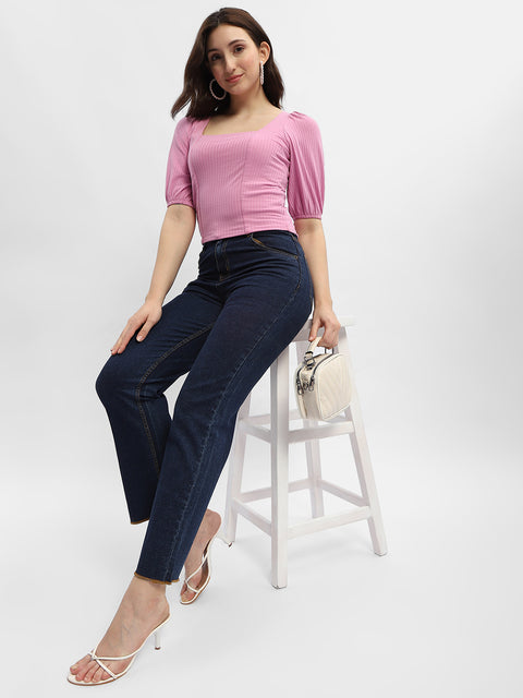 Madame Criss-Cross Back Pink Textured Top