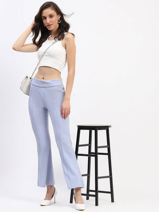 Madame Pleated Elasticated Waist Solid Sky Trousers