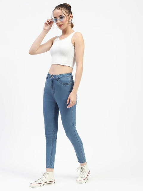 Madame Mid Blue Slim Fit Cotton Jeans