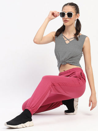 mSECRET Typography Print Pleated Dusty Pink Track Bottoms