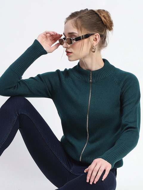Madame Peacock Full-Zip Knit Sweater