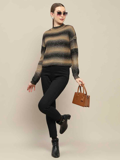 Madame Striped Khaki Sweater