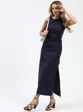 Madame Shanaya Kapoor Navy Sequin Detailing Sleeveless Dress