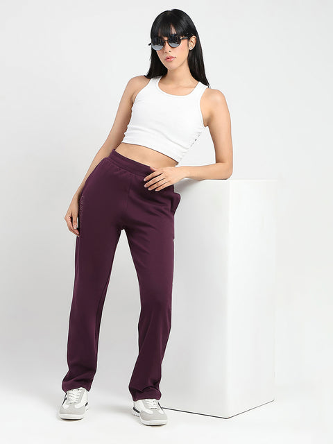 mSECRET Zip Pocket Dark Purple Cotton Blend Track Bottoms